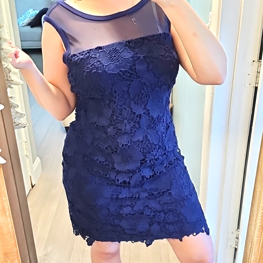 KUT From The Kloth Navy Lace Dress